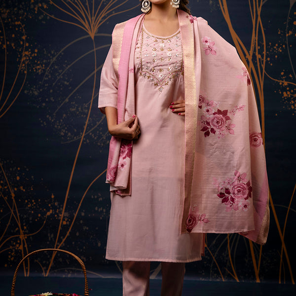 Vellora Shimmer Silk Red Casual Wear Hand Work Readymade Salwar Suit - Distacart