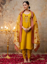 Thumbnail for Vellora Shimmer Silk Mehendi Casual Wear Hand Work Readymade Salwar Suit