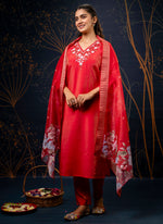 Thumbnail for Vellora Shimmer Silk Mustard Casual Wear Hand Work Readymade Salwar Suit