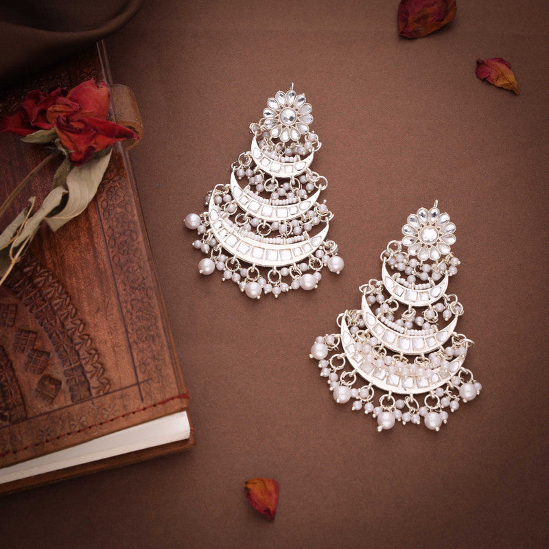 Tehzeeb Creations Gold Polish Moon Layer Design Earrings - Distacart