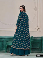 Thumbnail for Anaita Teal Chinon Designer Stitched Indo Western - Distacart