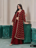Thumbnail for Anaita Maroon Chinon Designer Stitched Indo Western - Distacart