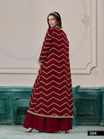 Thumbnail for Anaita Maroon Chinon Designer Stitched Indo Western - Distacart
