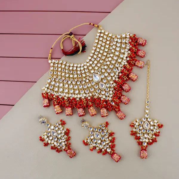 Tehzeeb Creations Kundan Bridal Set for Women & Girls - Distacart