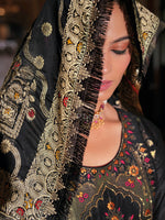 Thumbnail for Vellora Jacquard Silk Black Party Wear Embroidery Work Readymade Salwar Suit