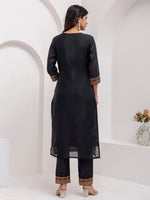Thumbnail for Vellora Jacquard Silk Black Party Wear Embroidery Work Readymade Salwar Suit