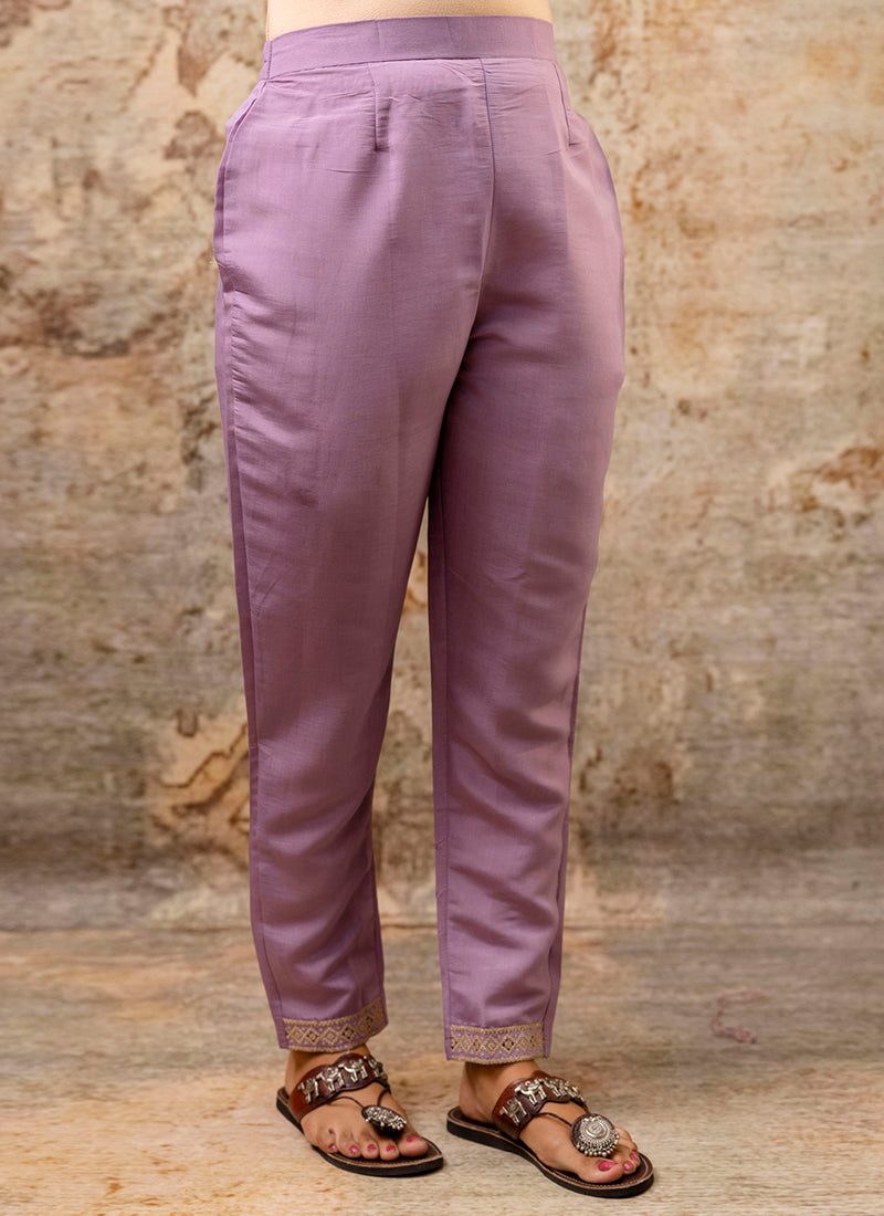 Vellora Silk Blend Lavender Party Wear Embroidery Work Readymade Salwar Suit