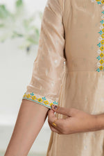 Thumbnail for Juniper Women's Beige Soild Chanderi Dress & Inner With Thread & Mirror Work - Distacart