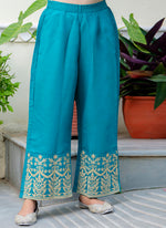 Thumbnail for Vellora Silk Blend Blue Party Wear Embroidery Work Readymade Salwar Suit
