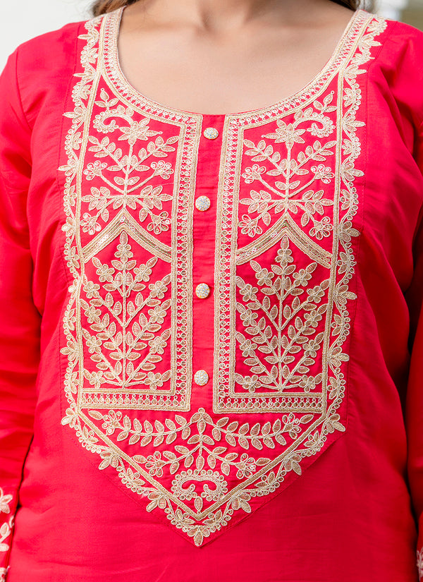 Vellora Silk Blend Pink Party Wear Embroidery Work Readymade Salwar Suit