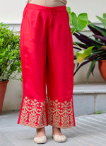 Thumbnail for Vellora Silk Blend Pink Party Wear Embroidery Work Readymade Salwar Suit