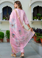Thumbnail for Vellora Silk Blend Baby Pink Party Wear Embroidery Work Readymade Salwar Suit