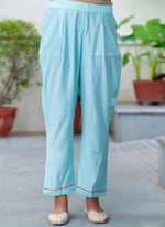 Thumbnail for Vellora Silk Blend Sky Blue Party Wear Embroidery Work Readymade Salwar Suit