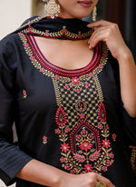 Thumbnail for Vellora Silk Blend Black Party Wear Embroidery Work Readymade Salwar Suit