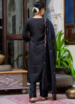 Thumbnail for Vellora Silk Blend Black Party Wear Embroidery Work Readymade Salwar Suit