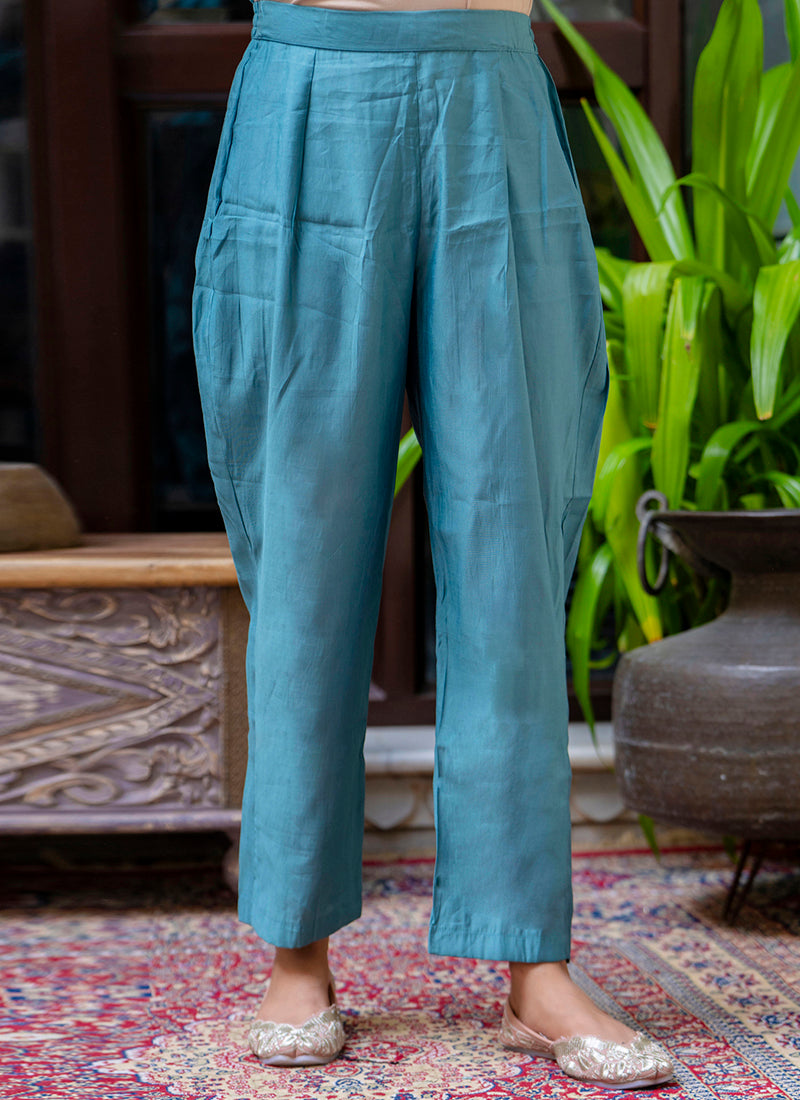 Vellora Silk Blend Blue Party Wear Embroidery Work Readymade Salwar Suit