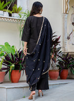 Thumbnail for Vellora Silk Blend Black Party Wear Embroidery Work Readymade Salwar Suit