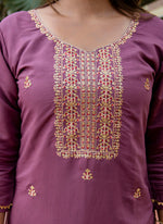 Thumbnail for Vellora Silk Blend Lavender Occasional Wear Embroidery Work Readymade Salwar Suit