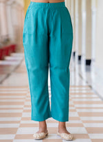 Thumbnail for Vellora Silk Blend Blue Occasional Wear Embroidery Work Readymade Salwar Suit