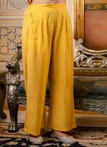 Thumbnail for Vellora Silk Blend Yellow Casual Wear Embroidery Work Readymade Salwar Suit