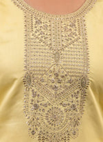 Thumbnail for Vellora Silk Blend Light Yellow Casual Wear Embroidery Work Readymade Salwar Suit