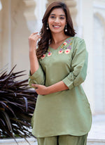 Thumbnail for Vellora Silk Blend Pista Casual Wear Hand Work Readymade Salwar Suit