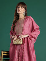Thumbnail for Indo Era Floral Embroidered Sequinned Kurta with Trousers & With Dupatta