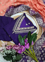 Thumbnail for Vellora Vichitra Silk Violet Casual Wear Embroidery Work Readymade Salwar Suit