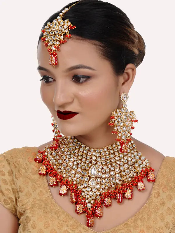 Tehzeeb Creations Kundan Bridal Set for Women & Girls - Distacart