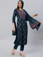 Thumbnail for Kalini Ethnic Motifs Printed Regular Kurta with Trousers & Dupatta - Distacart