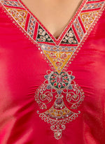 Thumbnail for Vellora Shimmer Silk Rani Casual Wear Embroidery Work Readymade Kurti