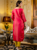Thumbnail for Vellora Shimmer Silk Rani Casual Wear Embroidery Work Readymade Kurti