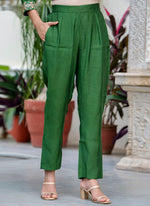 Thumbnail for Vellora Silk Blend Green Occasional Wear Embroidery Work Readymade Salwar Suit