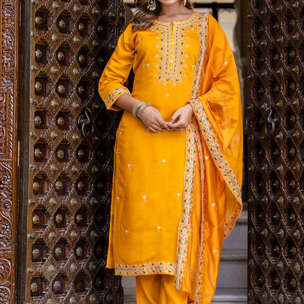 Vellora Silk Blend Baby Pink Occasional Wear Embroidery Work Readymade Salwar Suit - Distacart