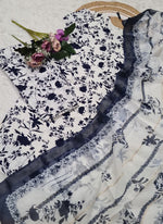 Thumbnail for Vellora Navy Blue Daily Wear Printed Work Readymade Kurti