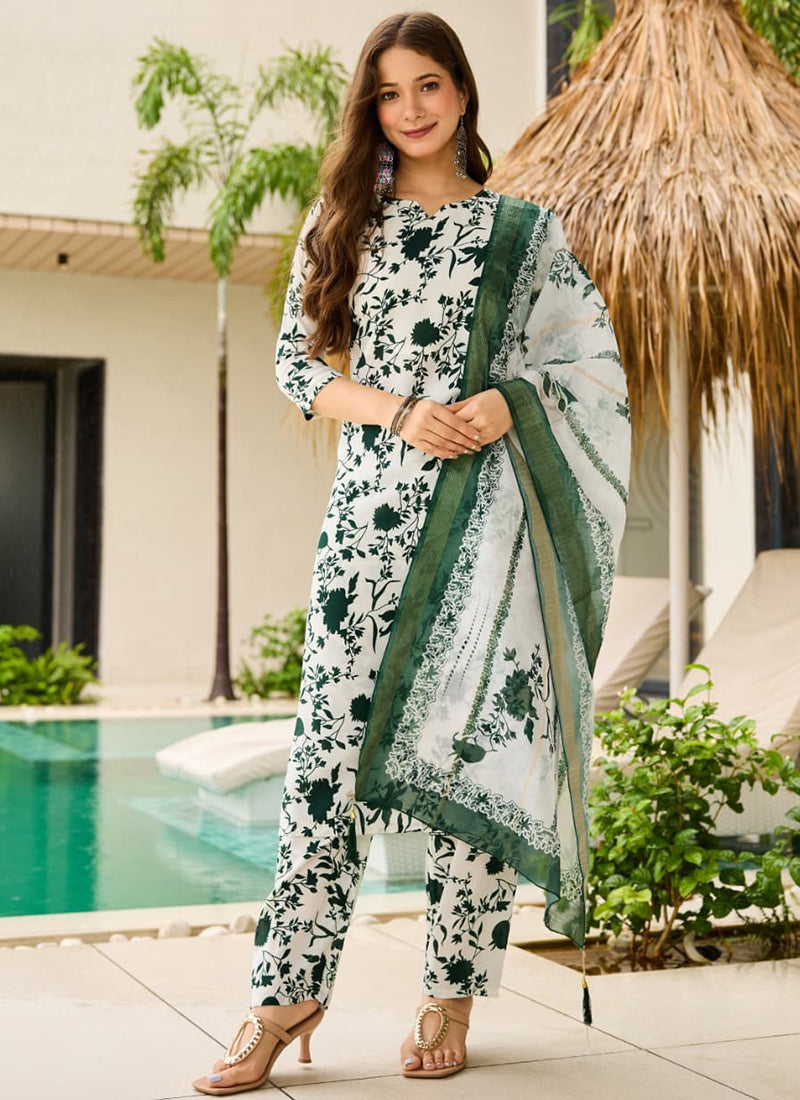 Vellora Green Daily Wear Printed Work Readymade Kurti
