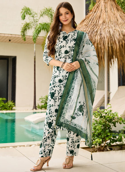 Vellora Green Daily Wear Printed Work Readymade Kurti