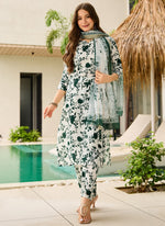 Thumbnail for Vellora Green Daily Wear Printed Work Readymade Kurti