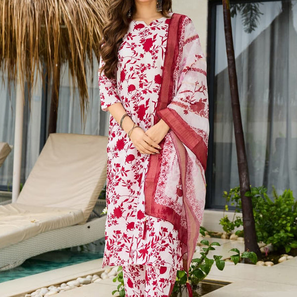 Vellora Red Daily Wear Printed Work Readymade Kurti