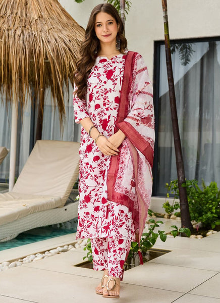 Vellora Red Daily Wear Printed Work Readymade Kurti