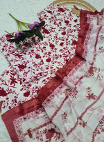 Thumbnail for Vellora Red Daily Wear Printed Work Readymade Kurti