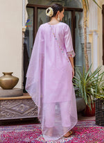 Thumbnail for Vellora Viscose Roman Silk Light Lilac Casual Wear Embroidery Work Readymade Salwar Suit