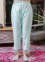 Thumbnail for Vellora Viscose Roman Silk Sea Green Casual Wear Embroidery Work Readymade Salwar Suit