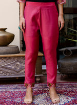 Thumbnail for Vellora Viscose Roman Silk Pink Casual Wear Embroidery Work Readymade Salwar Suit