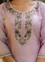 Thumbnail for Vellora Silk Blend Baby Pink Casual Wear Embroidery Work Readymade Salwar Suit