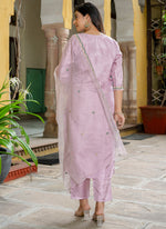 Thumbnail for Vellora Silk Blend Baby Pink Casual Wear Embroidery Work Readymade Salwar Suit