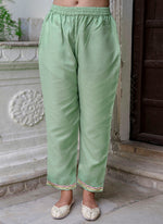 Thumbnail for Vellora Silk Blend Light Green Casual Wear Embroidery Work Readymade Salwar Suit
