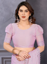 Thumbnail for Vellora Border Work Rangoli Baby Pink Festival Wear Saree - Distacart