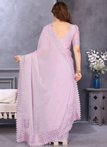 Thumbnail for Vellora Border Work Rangoli Baby Pink Festival Wear Saree - Distacart