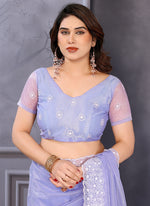 Thumbnail for Vellora Lavender Twill Net Border Work Festival Wear Saree
